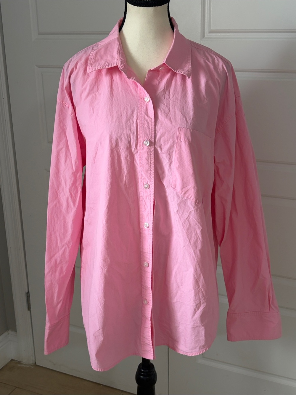 AlexanderWang.t Pink Long-Sleeve oversized boyfriend Button-Down Shirt sz M